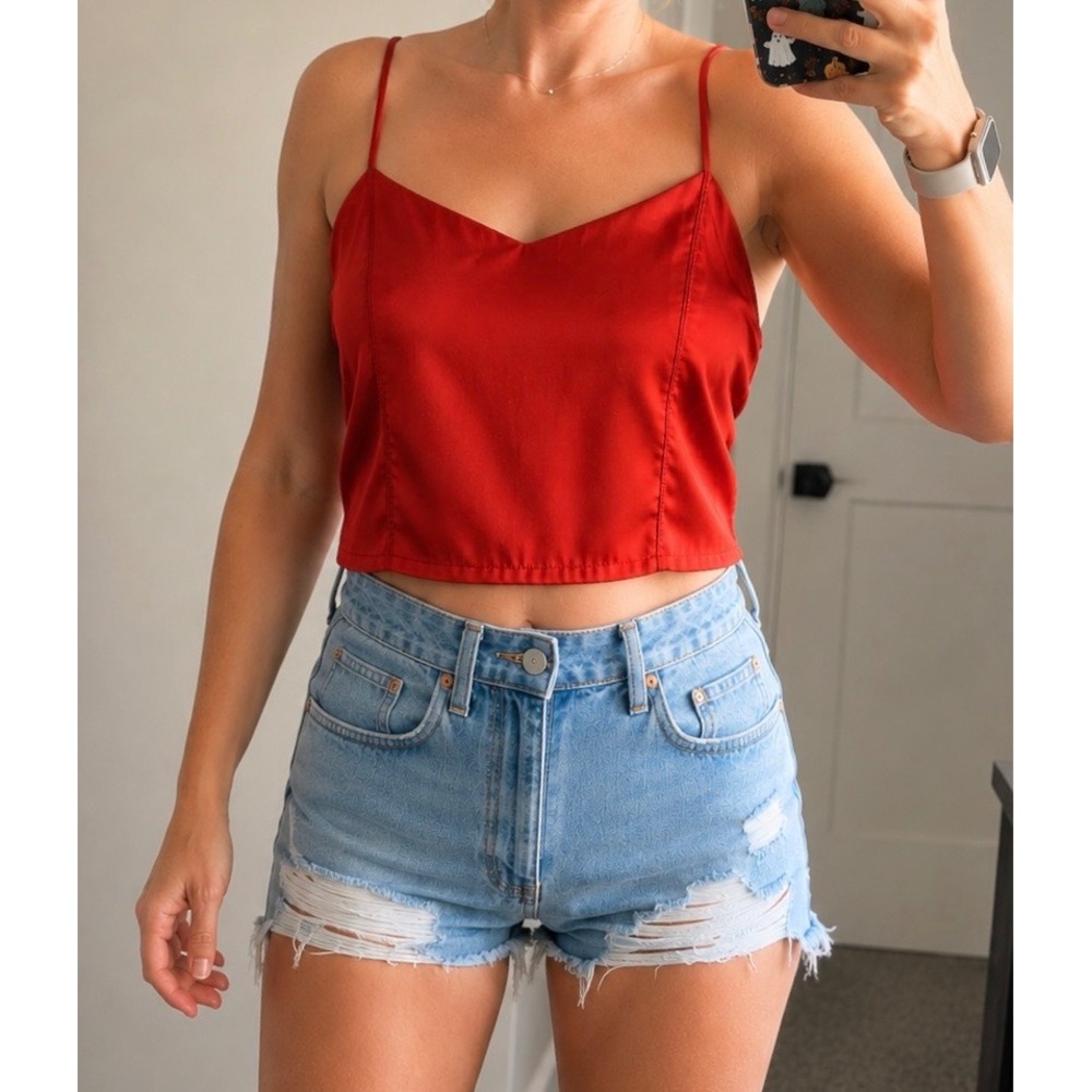 House of Harlow 1960 Red Satin Crop Cami Top Size M NWT - Picture 5 of 10